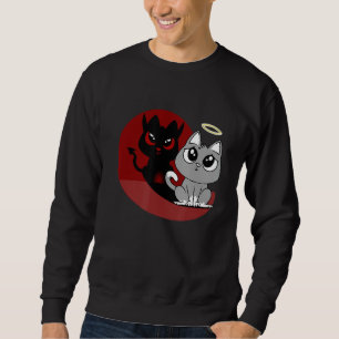 Funny Grey Cat Devil Angel Bad Cat Evil Shadow Dia Sweatshirt