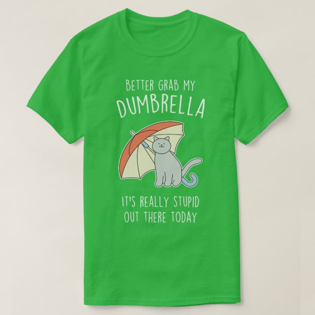 Funny Grey Cat Umbrella T-Shirt (Design Front)