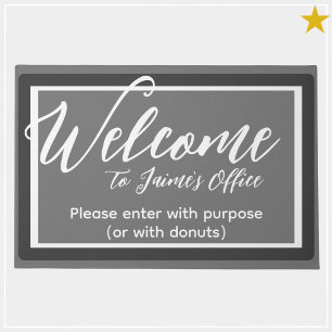 Funny Grey Custom Name Office Workplace Door Mat