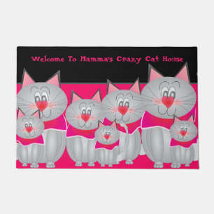 Funny Grey Kitty Cat Designed Front Doormat