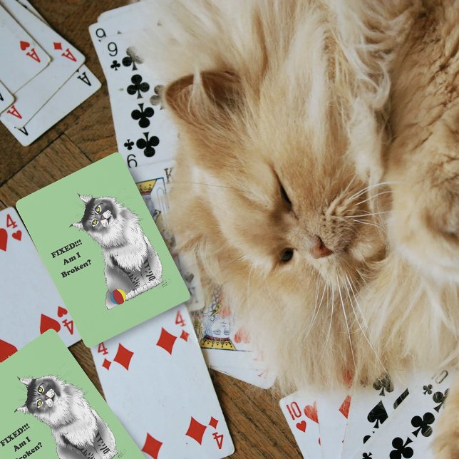 Funny Grey Maine Coon Cat Fixed  Playing Cards (Creator Uploaded)