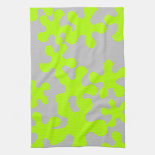 Funny grey neon green slime pattern modern tea towel
