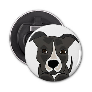Funny Grey Pitbull Puppy Dog Bottle Opener