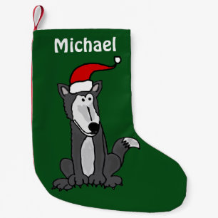 Funny Grey Wolf Christmas Stocking