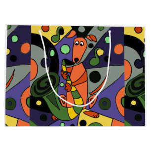 Funny Greyhound Dog Playing Saxophone Art Large Gift Bag