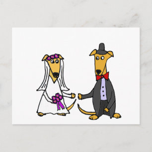 Funny Greyhound Dogs Bride and Groom Postcard