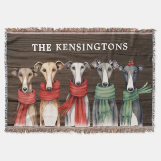 Funny Greyhound Dogs in Scarves Throw Blanket
