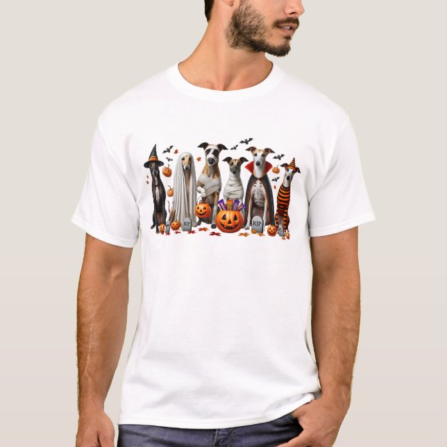 Funny Greyhound Halloween Dog Lover T-Shirt (Front)