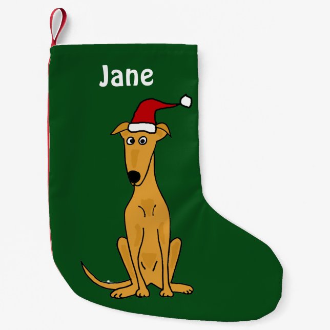 Funny Greyhound in Santa Hat Christmas Stocking (Front)
