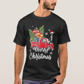 Funny Greyhound Ride Red Truck Merry Christmas Paj T-Shirt