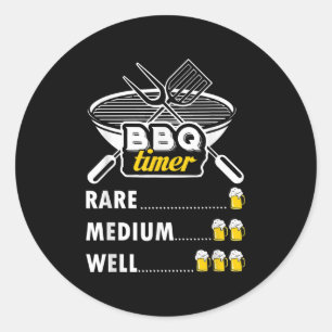 Funny Grill Grilling Gift Bbq Timer Barbecue Classic Round Sticker