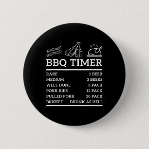 Funny Grill Saying Bbq Timer Bbq Beer Grill Dad Ba 6 Cm Round Badge