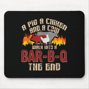 Funny Grilling Bbq Shirt Pig Chicken Cow Bbq Lover Mouse Mat