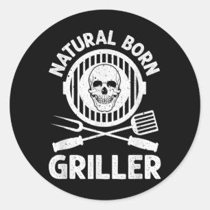 Funny Grilling Design For Men Women Bbq Grill Gril Classic Round Sticker