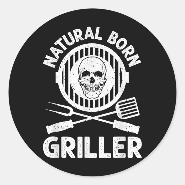 Funny Grilling Design For Men Women Bbq Grill Gril Classic Round Sticker (Front)