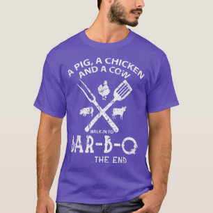 Funny Grilling Pig Chicken Cow Walk in Barbeque BB T-Shirt