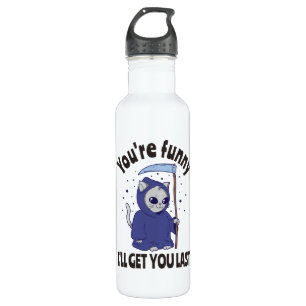 Funny Grim Reaper Cat Halloween Costume 710 Ml Water Bottle