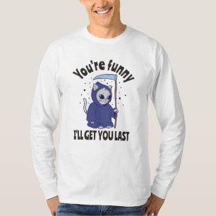 Funny Grim Reaper Cat Halloween Costume T-Shirt