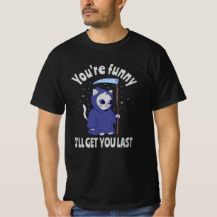 Funny Grim Reaper Cat Halloween Costume T-Shirt