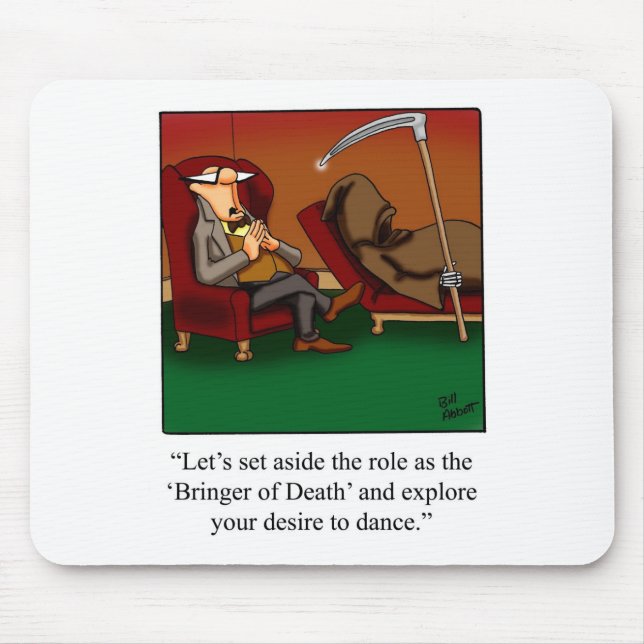 Funny Grim Reaper Dance Cartoon Mouse Mat (Front)