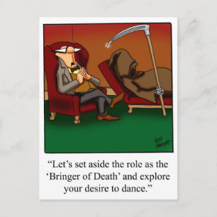 Funny Grim Reaper Dance Cartoon Postcard