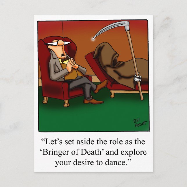 Funny Grim Reaper Dance Cartoon Postcard (Front)