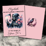 Funny Grim Reaper Death to My Youth 60th Birthday Card<br><div class="desc">Searching for the perfect morbid 60th birthday gag gift card for a woman who loves dark humour? This Grim Reaper 60th Birthday Card for Women is exactly what you need! It features an eerie watercolor illustration of the Grim Reaper—also known as Death or the Angel of Death—cloaked in traditional black,...</div>