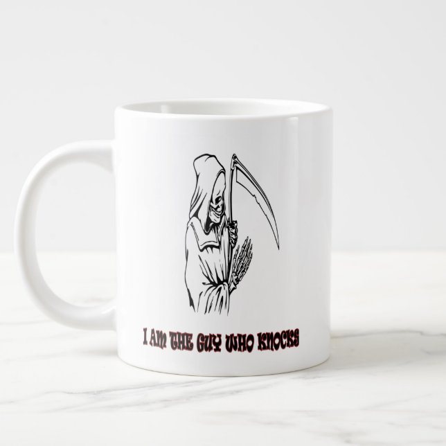 Funny Grim Reaper Quote Spooky Halloween Night Large Coffee Mug (Left)