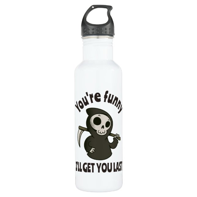 Funny Grim Reaper Skeleton Halloween Costume 710 Ml Water Bottle (Front)