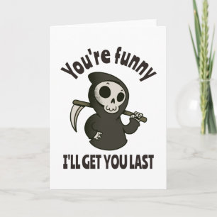 Funny Grim Reaper Skeleton Halloween Costume Card