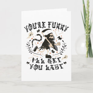 Funny Grim Reaper Skeleton Halloween Costume Card