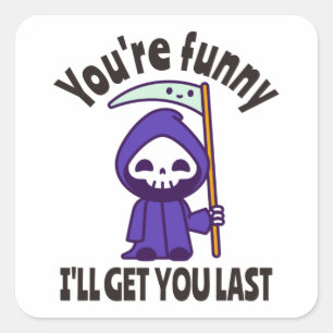 Funny Grim Reaper Skeleton Halloween Costume Square Sticker