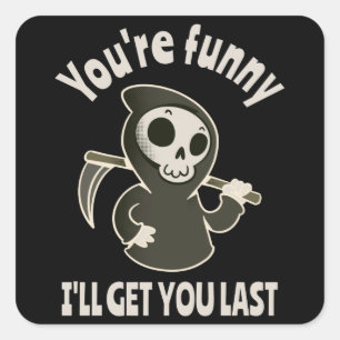 Funny Grim Reaper Skeleton Halloween Costume Square Sticker