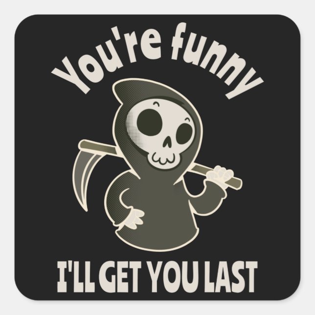 Funny Grim Reaper Skeleton Halloween Costume Square Sticker (Front)