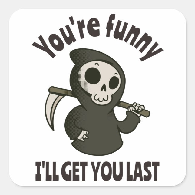 Funny Grim Reaper Skeleton Halloween Costume Square Sticker (Front)