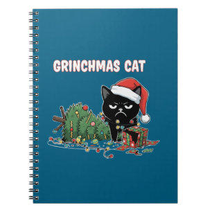Funny Grinchmas Cat   Grumpy Black Cat Christmas  Notebook