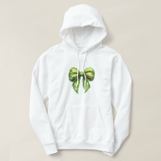 Funny Grinchmas Coquette Bow Hoodie (Design Front)