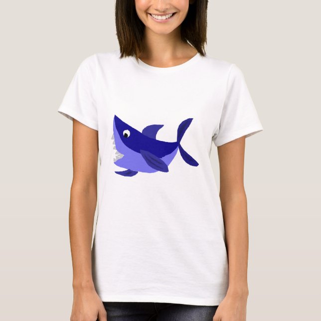 Funny Grinning Shark Art T-Shirt (Front)