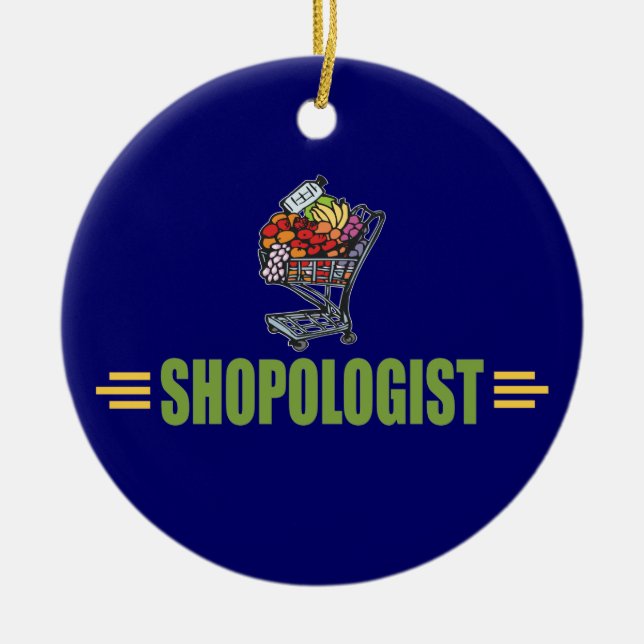 Funny Grocery Shopping Ceramic Tree Decoration (Front)