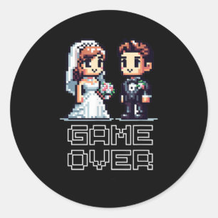 Funny Groom Bride Wedding Bachelor Party Retro Pix Classic Round Sticker
