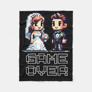 Funny Groom Bride Wedding Bachelor Party Retro Pix Fleece Blanket