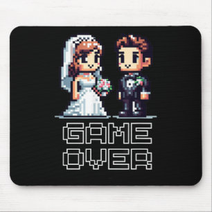 Funny Groom Bride Wedding Bachelor Party Retro Pix Mouse Mat