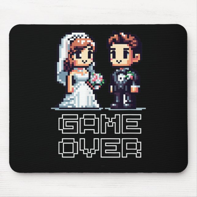 Funny Groom Bride Wedding Bachelor Party Retro Pix Mouse Mat (Front)