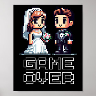 Funny Groom Bride Wedding Bachelor Party Retro Pix Poster