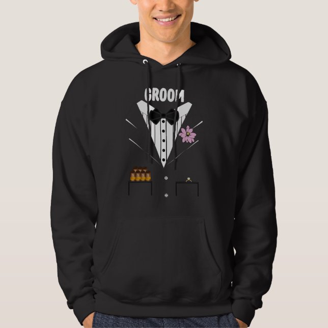Funny Groom Tuxedo With Cigars and Ring For Bride Hoodie (Front)