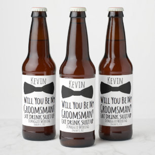Funny Groomsman Beer Bottle Labels, Groomsman Beer Bottle Label
