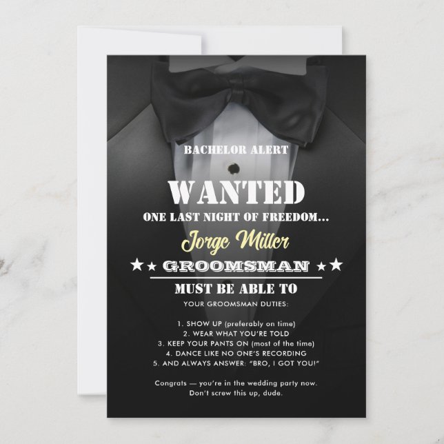 Funny Groomsman  Invitation (Front)