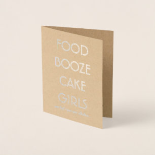 Funny Groomsman or Best Man FOOD BOOZE CAKE GIRLS Foil Card