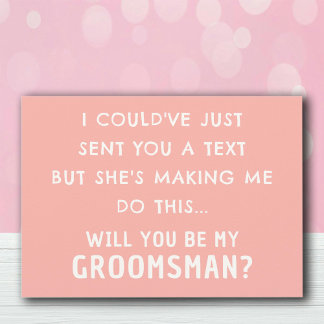 Funny Groomsman Proposal Card | Pastel Peach Cards