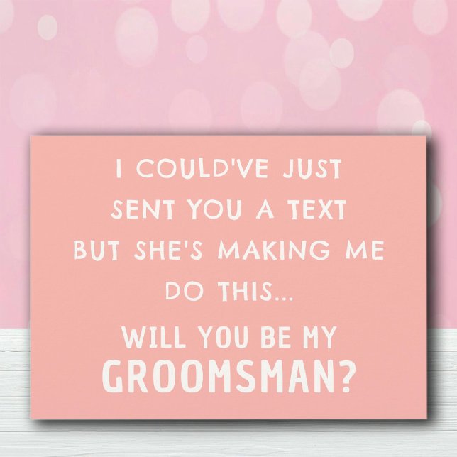 Funny Groomsman Proposal Card | Pastel Peach Cards (Funny Groomsman Proposal Card | Pastel Peach Cards)
